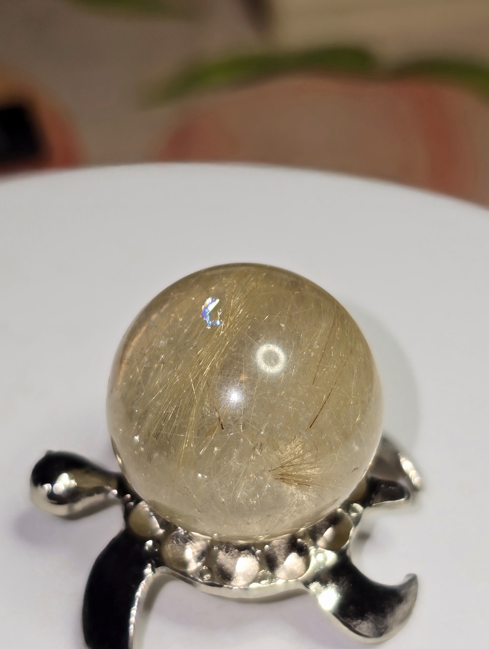 Gold Rutilated Quartz Crystal Sphere - Picture 3 of 6